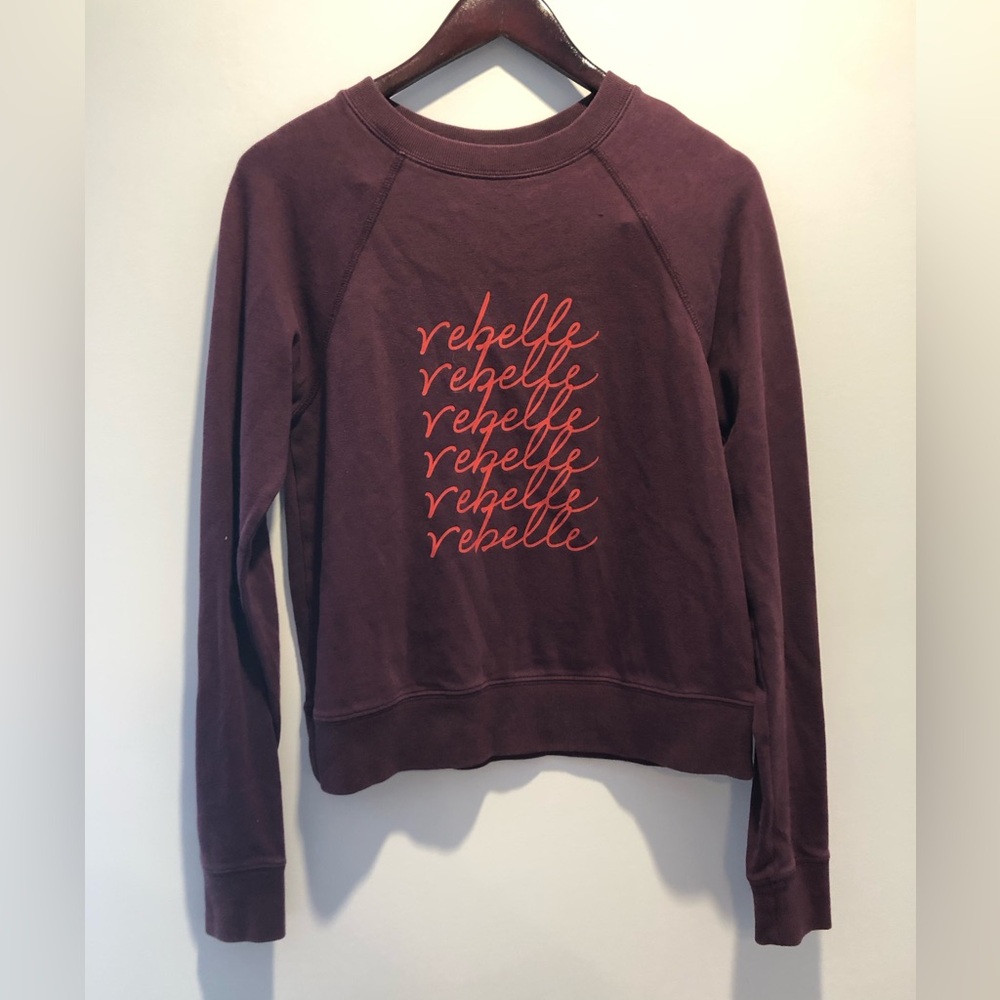 Stella & Dot Burgundy Sweatshirt with Orange Script